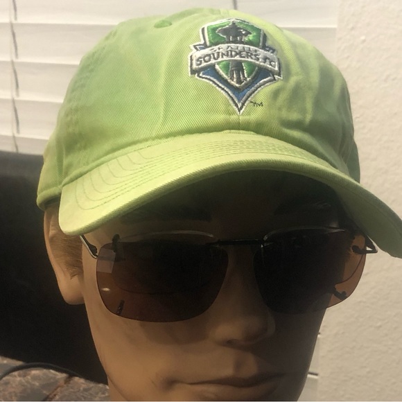 Adidas Seattle Sounders Brand MLS Baseball Hat Lime Green Adjustable Hats - Picture 2 of 11